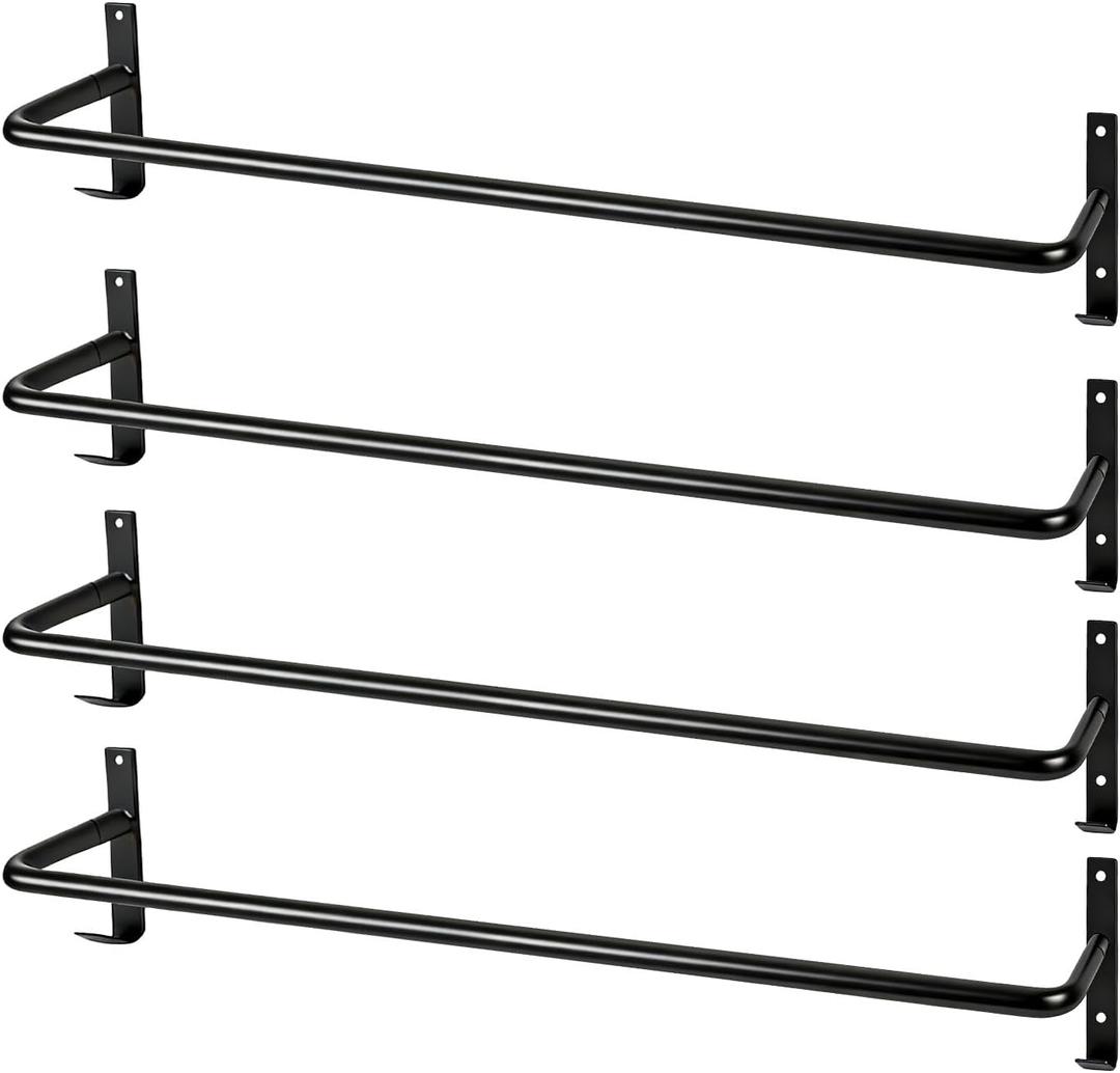 4Pcs Heavy Duty Horse Blanket Rack with Bridle Hooks, Wall Mounted Assembled Blanket Bar, Saddle Pad Rack for Horse Tack Storage, Black