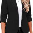 LookbookStore Blazers for Women Suit Jackets Dressy 3/4 Sleeve Blazer Business Casual Outfits for Work (X-Small, Black)