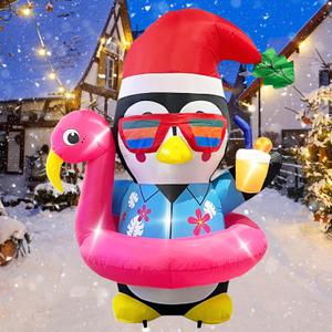 Inflatable Penguin Christmas Yard Decorations 5FT Outdoor Cute Blow up Xmas Decoration with Built-in LED Lights for Indoor Holiday Party Yard Garden Lawn Dcor