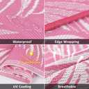 Pauwer Waterproof Outdoor Rug 6x9, Reversible Plastic Straw Patio Camping Rug, Indoor Outdoor RV Mat Carpet for Deck, Camper, Porch, Balcony, Backyard, Picnic, Leaf Pink