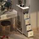 GiftGo Narrow Dresser Cabinet Vertical Slim Dresser Chest of Drawers Skinny Storage Tower for Small Spaces Gaps Closet Bedroom Bathroom Small Fabric Drawer Unit (White, 5 Drawers) 19.7"D x 9.8"W x 35.2"H (5 Drawers)