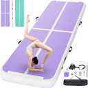 FBSPORT Inflatable Air Gymnastics Mat Training Mats 4/8 inches Thickness Gymnastics Tracks for Home Use/Training/Cheerleading/Yoga/Water with Pump (10ft*3.3ft*4in(3*1*0.1m), Purple+Green)