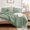 downluxe Queen Comforter Set Sage Green, 3 Pieces Boho Tassel Bedding Comforter Set for All Seasons, Soft Fringe Comforter Set Queen Size (90" X 90" Comforter & 2 Pillowshams)