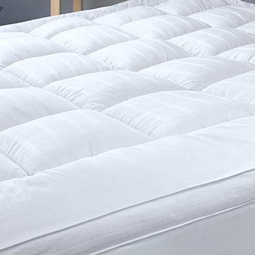 Plush Extra Thick Full XL Pillow Top Mattress Topper, Extra Long 54x80 Soft & Cooling Bed Topper for Firm Mattress with 100% Cotton Fabric, Overfilled with Fiber Mattress Pad, Fit to 6-22 Mattress.