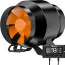 Hon&Guan PRO 4 Inch Inline Duct Fan - 212 CFM with Quiet EC Motor & Temperature Humidity Smart Controller, Ventilation Exhaust Fan for Heating Cooling, Grow Tents, Hydroponics (Black&Orange)