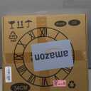 Maxstar Round Wall Clock for Living Room Decor Battery Operated Non Ticking Silent Vintage Black Metal Wood Clocks for Home Living Room Garden Farmhouse Office Kitchen Decoration -13 inch (Black-arabic Numerals)