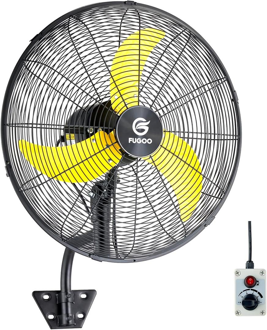FUGOO 24'' Outdoor Oscillating Wall Fan With All Sealed Brushless DC Motor, 4-Speed Waterproof Outdoor Fan, Heavy Duty Industrial Wall Mount Fans for House,Patios, Commercial, Garage, Warehouse