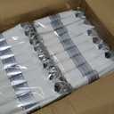realluck 350 PCS White and Silver Plastic Dinnerware Set for 50 Guests, 100 Disposable Plates for Party, 50 Pre Rolled Napkins with Silver Silverware, 50 Cups