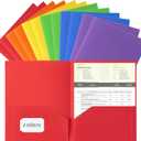 Plastic Folders with Pockets (12 Pack, Assorted Colors), Durable Heavy Duty File Folders with Business Card Slot, 2-Pocket Folder for Schoolwork & Office, Letter Size (Rainbow)