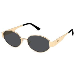 SOJOS Retro Oval Sunglasses for Women Trendy Classic Shades UV400 Protection, Gold/Grey, Color: Gold/Grey Lens