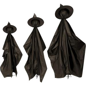 Halloween Witch Outdoor Decorations Set of 3, 3FT 4FT 5FT Yard Lawn Garden Props with Stakes, Witch Halloween Decor for Outside, Garden, Lawn, Entryways