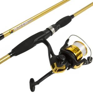 Fishing Rod and Reel Combo - 2pc Strike Series Medium Action 78-Inch Spinning Reel Fishing Pole - Angling Gear for Bass and Trout by Wakeman (Gold), 6.5 feet