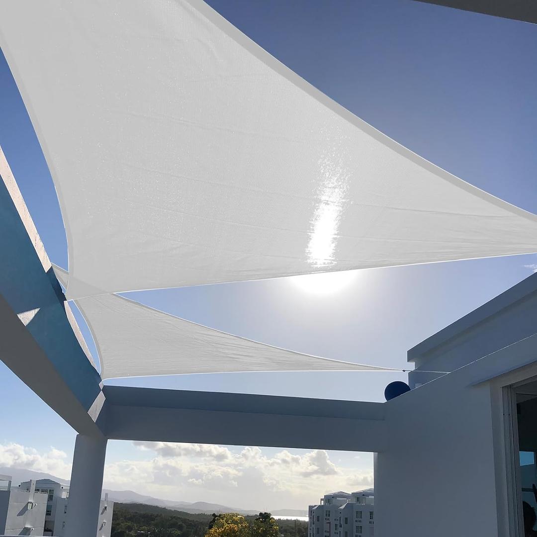 SUNNY GUARD Sun Shade Sail 16'x16'x16' Triangle Light Grey UV Block Sunshade for Backyard Yard Deck Patio Garden Outdoor Activities and Facility(We Make Custom Size) (1 6' x 1 6' x 1 6', Light Grey)