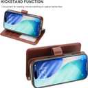 Bocasal for iPhone 17 Wallet Case Compatible with MagSafe Wireless Charging, RFID Blocking Magnetic Leather Case with Card Slots Holder Kickstand Detachable Wrist Strap 6.3 Inch (Brown)