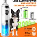 Whisper Quiet Dog Nail Grinder with 4 LED Lights, Safe & Stress-Free for Sensitive Dogs of All Breeds & Sizes, 3 Grinding Bits, 3-Speed, Pet Nail Trimmers, Rechargeable Painless Grooming Kit White