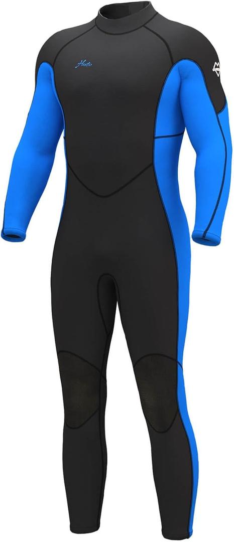 Hevto Men Wetsuits 3/2mm Neoprene Front Zip Full Wet Suit Keep Warm for Surfing Swimming SUP Snorkeling Diving (M2-Black, XL)
