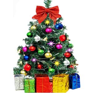 Mini Christmas Tree Small Christmas Tree with LED Lights Ornaments Tabletop Artificial Christmas Decorations Indoor Christmas Decor 24"/60cm 2025 New (Dark Green)