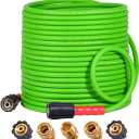 YAMATIC Super Flexible Pressure Washer Hose 75FT 3200 PSI for Power Washer Replacement, Kink Resistant Extension With Leak-Free M22 Female & 3/8" Quick Connect Adapters, 1/4", Green