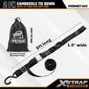 XSTRAP STANDARD Motorcycle Tie Down Straps (2 Pack) 3,000lb Break Strength, 1.5 in X 8FT Heavy-Duty Cambuckle Tie Down Set with S Hook and Soft Loops, Black