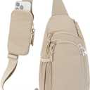 Sling Bag Nylon Crossbody Bags for Women with Anti-theft RFID Blocking Pocket Cross Body Purse Adjustable Shoulder Strap (Large, Khaki)