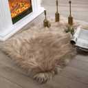 Ashler Faux Fur Rug, Fluffy Shaggy Area Rug Ultra Soft 2 x 2.9 Feet Rectangle Beige Fuzzy Rug Machine Washable Shag Rug, Nursery Decor Throw Rugs for Bedroom, Kids Room, Living Room
