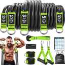 Resistance Bands, Heavy Duty Exercise Bands for Working Out, Workout Bands with Handles, Stretch Band for Men, Fitness Bands for Home Workouts, Muscle Training, Strength, Slim, Yoga