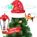 Realspring Christmas Animated Tree Topper with Santa's Hot Air Balloon and Plane with Banner Funny Christmas Tree Decoration