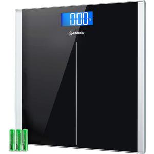 Etekcity Bathroom Scale for Body Weight, Highly Accurate Digital Electronic Weighing Machine for People, LCD Display, Large Size, 6mm Tempered Glass for Safe Home Use, Batteries Included, 400 lbs, Black