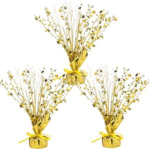 Crowye 3 Pieces Metallic Foil Spray Centerpiece Birthday Table Decoration Star Burst Centerpieces Graduation Table Decor for Birthday 2026 Party Holiday (Gold)