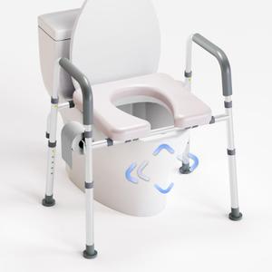 Raised Toilet Seat with Handles Toilet Seat Riser for Seniors with Adjustable Height & Width Fits Any Toilet Handicap Elevated Toilet Seat for Elderly Pregnant 350lb Gray