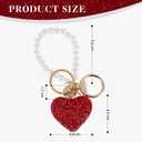 2 x Car Keychain for Women, Bling Rhinestone Heart Pearl Car Keychain for Decoration, Keychains Gifts for Valentine's Day Mother's Day Birthday Anniversary