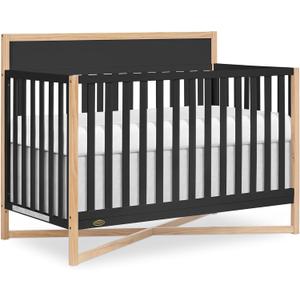 Dream On Me Owen 5-in-1 Convertible Full-Size Baby Crib in Matte Black, GreenGuard Gold & BSA, Converts to Toddler, Day, & Full-Size Bed, Non-Toxic Paint, Safe Sleep Environment, 53.7"L x 29.6"W x 42.1"H