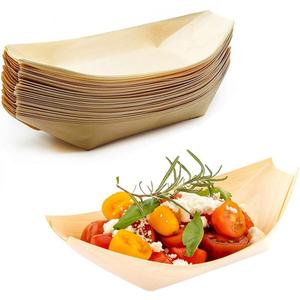 Disposable Wood Serving Boats Plates Trays,100 Pack 6", Disposable Plates for Appetizer Sushi Dessert Buffet Hors d'oeuvres Serving Tray, Biodegradable and Compostable Bowls (100, 6 INCH)
