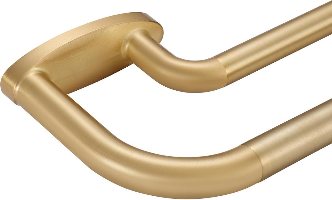 Double Curtain Rods Warm Gold,Room Darkening Drapery Rod for 28-48 Inches,Adjustable 3/4 Inches Front and 5/8 Inches Back Quality Metal Rod for Window,Wrap Around Design