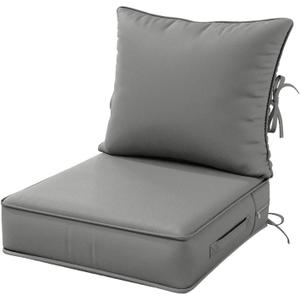 Outdoor Patio Chair Cushions Set 19 L X 19 W X 4 H Inch Waterproof & Fade Resistant Deep Seat and Back Cushions with Removable Covers Outdoor Seat Cushion Set for Chairs and Sofas