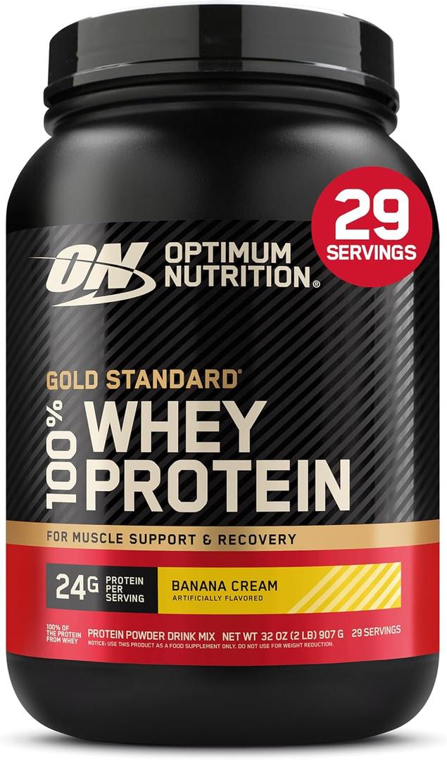 Optimum Nutrition Gold Standard Whey Protein Powder, Banana Cream, 2 LB (EXP 12/31/26)