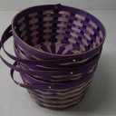 Easter Baskets with Hinged Handle - Round Woven Bamboo (Purple) 3 Pack