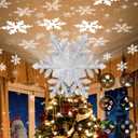 Christmas Tree Topper Lighted with 6 Projection Modes, Christmas Star Tree Topper Built-in LED Rotating Projector Lights 3D Christmas Tree Decorations for Xmas Party Holiday Decor(Silver Snowflake)