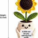 4 x Positive Sunflower Doll Crochet with Card A Little Sun for You, with Big Love Inside Cute Encouragement for Women Men, Coworker, Best Friend, Teacher Birthday, Christmas Thank You Gift