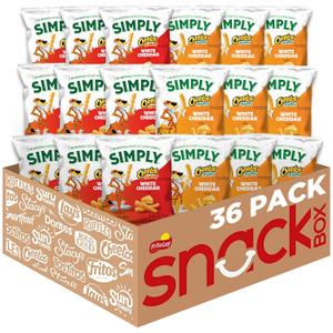 Simply, Cheetos White Cheddar Puffs & Crunchy Variety Pack, 0.875 Ounce (Pack of 36) (EXP 09/22/26)