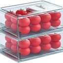 YekouMax Fridge Drawer Organizer - 2 Pcs Pull-Out Cabinet Storage Containers For Fridge, Freezer, Pantry Organizer for Kitchen Storage & Organization Sets, 11.81" Long