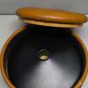 LUE BONA 360Swivel Vanity Stool Chair for Makeup Room, Height Adjustable Stool for Vanity with Storage, Small Whiskey Brown Faux Leather for Bathroom, Living Room