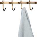 WINCASE Antique Brass Towel Hook, Brushed Brass Wall Hook Rail, 5 Hooks Antique Coat Hook Rail Hanger Bathroom Robe Hooks Rack Wall Mounted