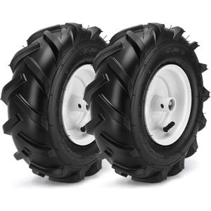 13x5.00-6" Tiller Tires and Wheels, (2-Pack 1" Axle Bore, 3-1/8" Centered Hub) 13x5.00-6" Tiller Tires Replacement for Craftsman & Troy-Bilt Garden Tractors, Tillers & Trenchers