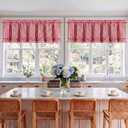 2 Pcs Red Gingham Ruffled Valances for Window Farmhouse Buffalo Checkered Valances Ruffle Rustic French Country Kitchen Curtains with Rod Pocket for Bathroom Cafe 52" W x 18" L