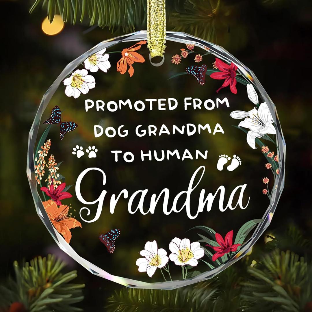 Gossby New Grandma Ornament - Promoted from Dog Grandma - New Grandmother Gift - Baby Annoucement Gift for 1st Time Grandmother - Car Hanging Decoration - Bottle Decor