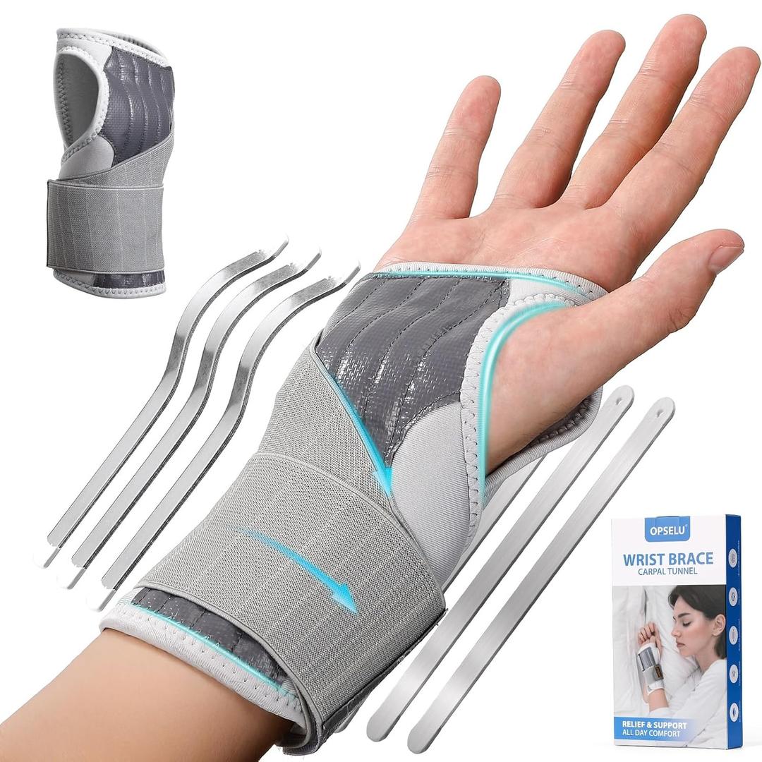 Carpal Tunnel Wrist Brace Night Support Fit Right Hand for Work, Pain Relief Wrist Splint for Tendonitis, Sprain, Strain, Rigid Hand Brace for Arthritis for Women and Men, Medium/Large