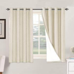 H.VERSAILTEX 100% Blackout Curtains for Bedroom Thermal Insulated Linen Textured Curtains Heat and Full Light Blocking Drapes Living Room Curtains 2 Panel Sets, Bleached Sand, 52x54 Inch