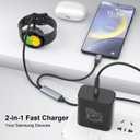 2 in 1 Charger Compatible with Samsung Watch Charger,35W PD Fast Charging for Galaxy Watch 8/7/6/6 Classic/5/5 Pro/4/4 Classic/3/Acitve 2/Active 1, For Galaxy S25/S24/S23/S22/S21/ Z Fold (5FT)