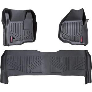 Rough Country All Weather Floor Mats for Ford F-250/F-350 SuperDuty Crew Cab (2011-2016 w/Depressed Pedal) - Non-Slip Waterproof Flexible Floor Mat, Front & Rear Set